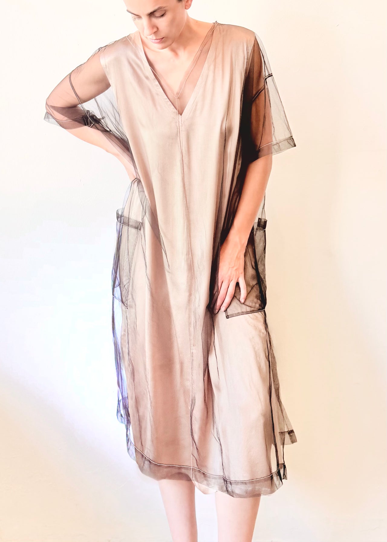 Sheath Slip Dress Bio Silk in Wheat Front