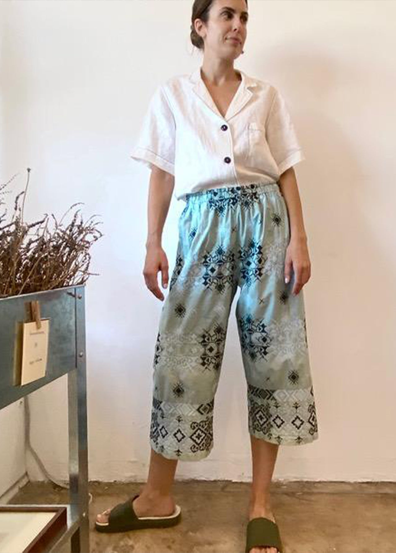 Over Dyed Embroidered Cotton Poplin Picker's Pants