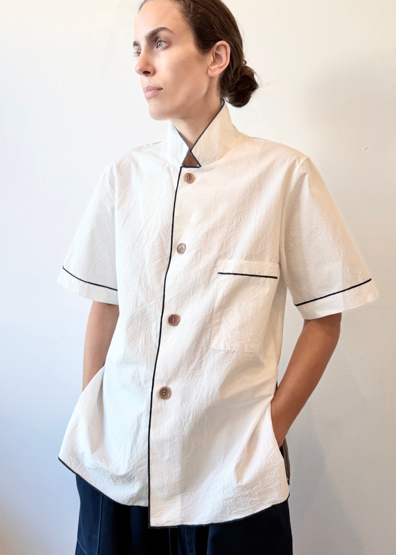 Cotton Poplin Artemisia Edge Stitch Shirt