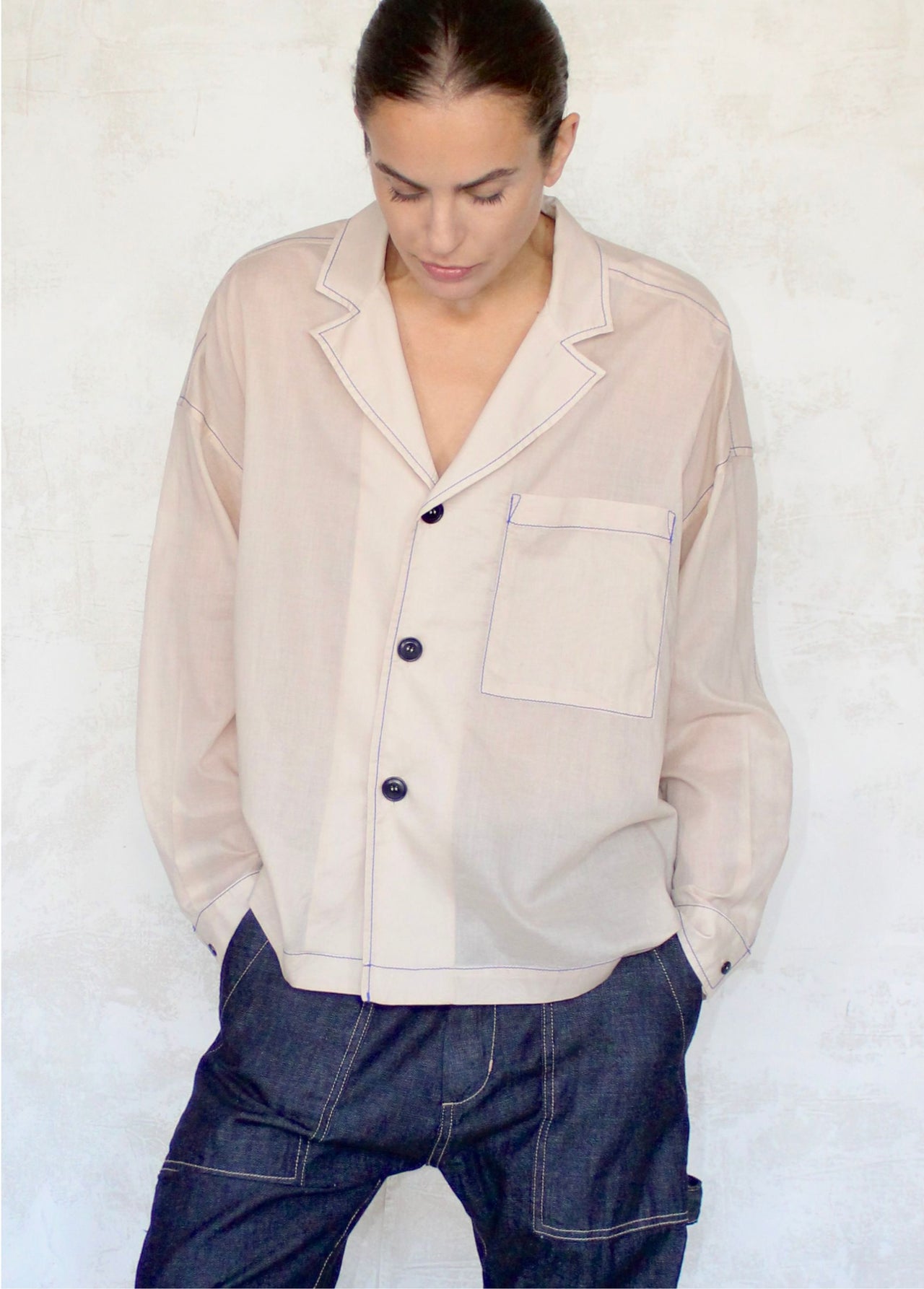 sky blue button up shirt rolled sleeves