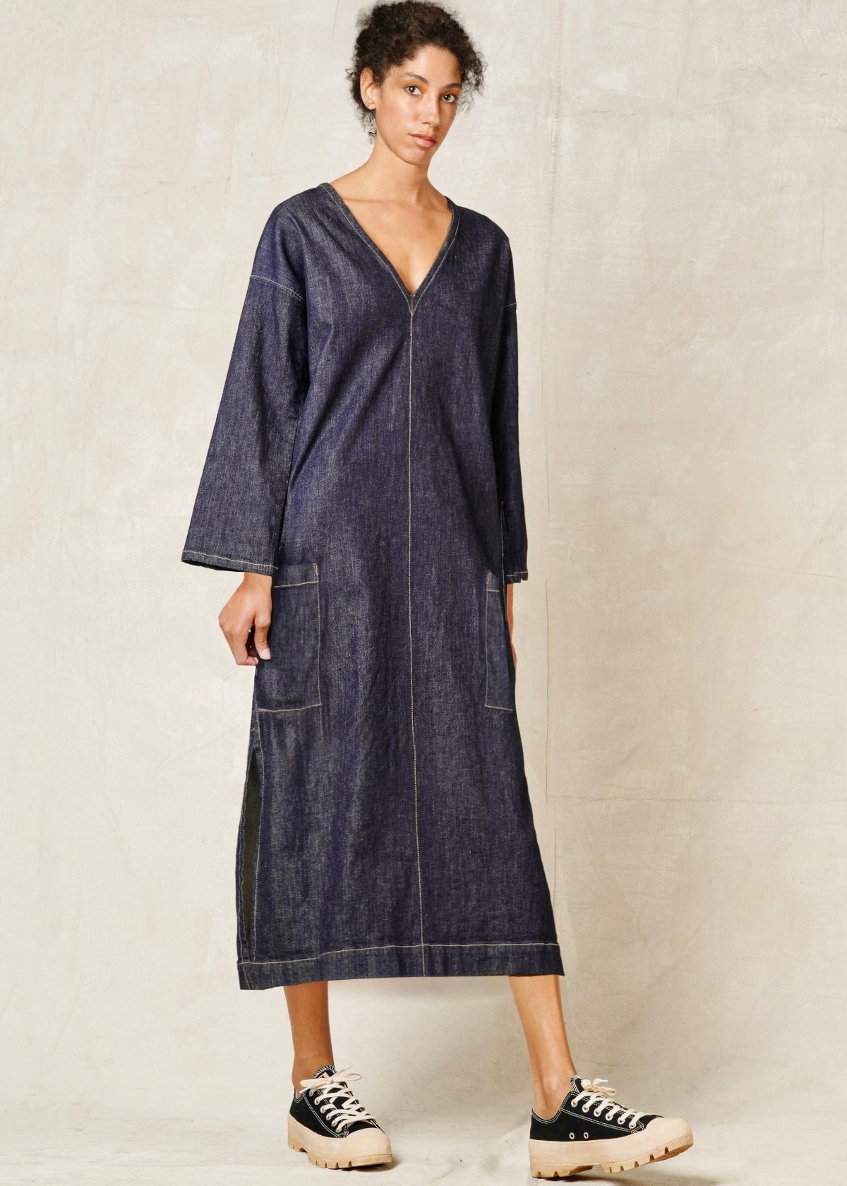 loose fit Indigo Denim Lanatus Dress front view