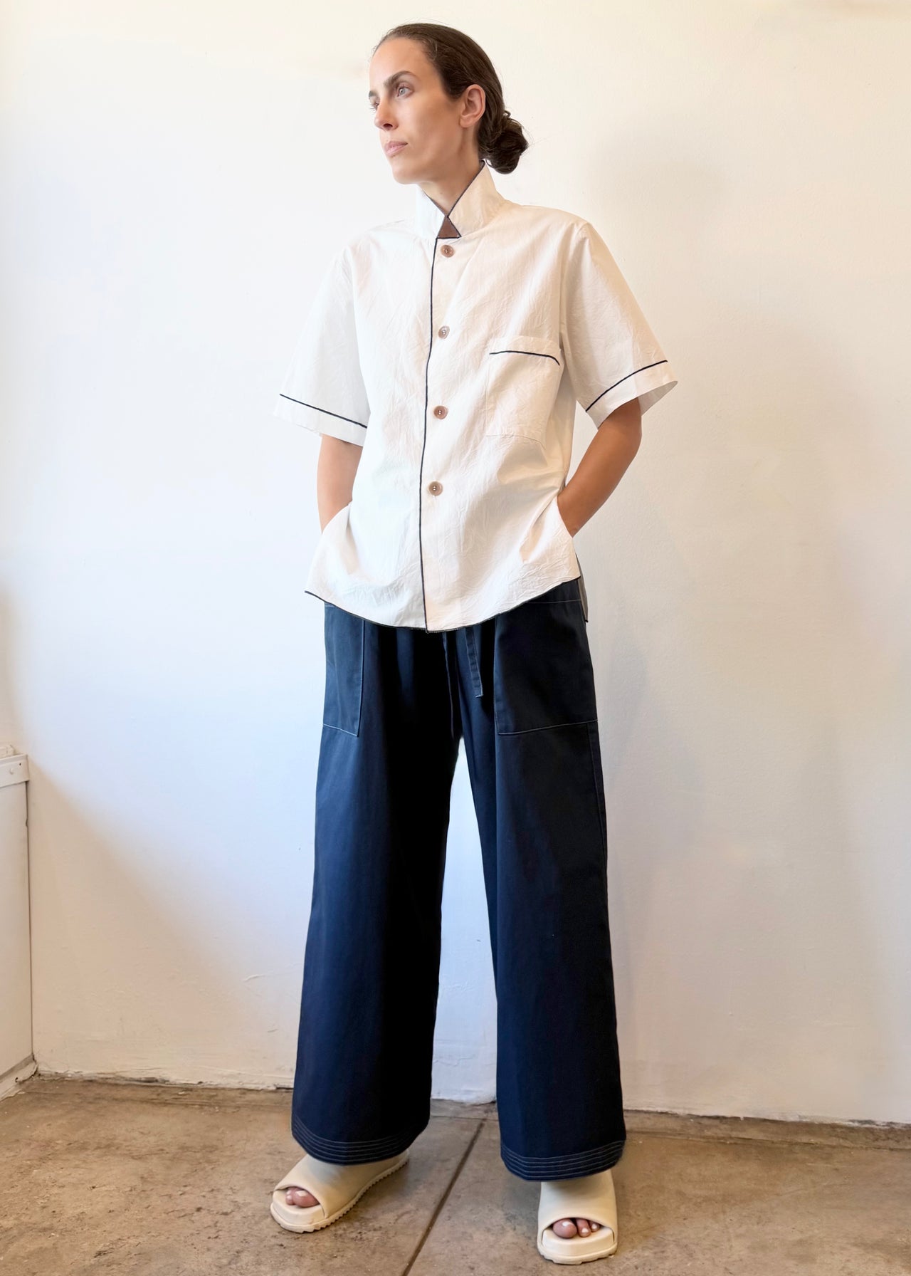 Cotton Poplin Artemisia Edge Stitch Shirt