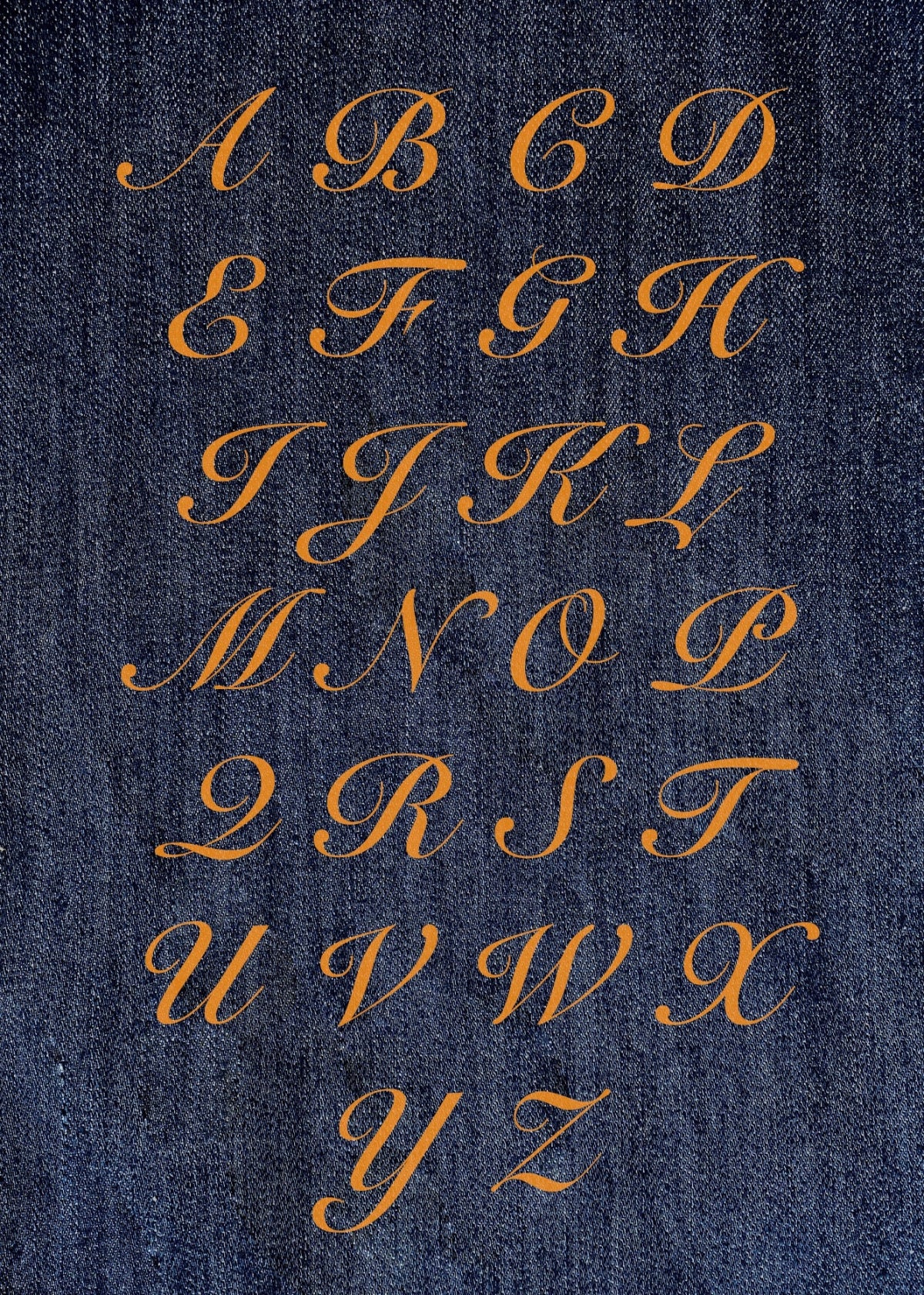monogram embroidery font orange clay