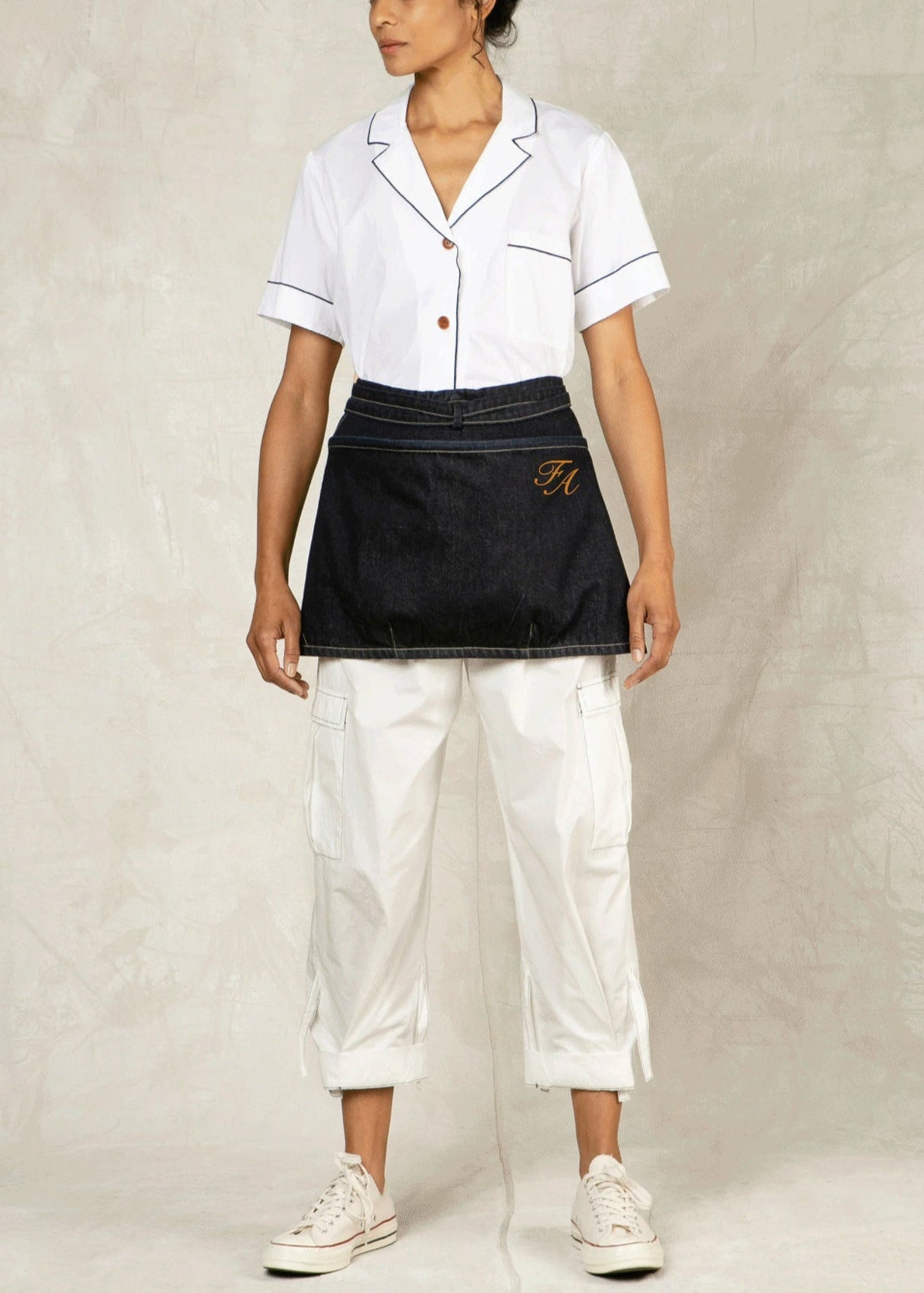 personalized monogram denim apron tool pockets