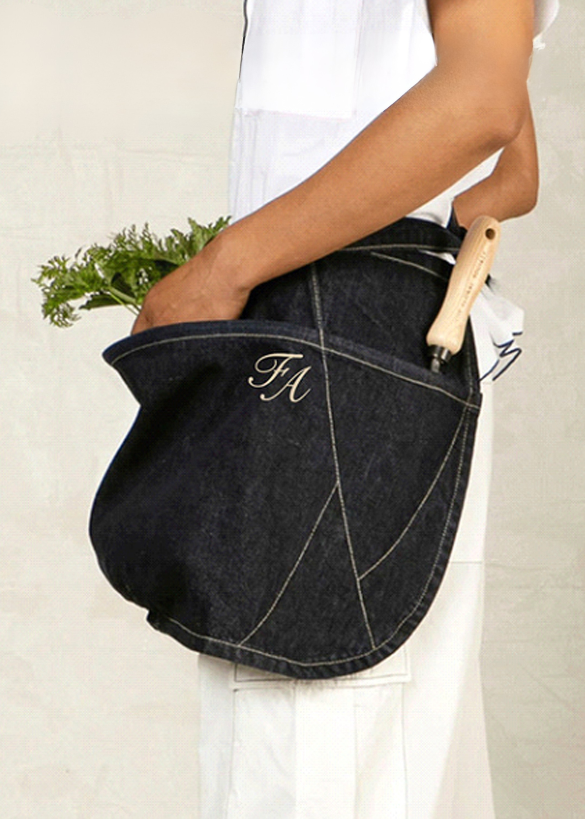 personalized monogram denim apron tool pockets