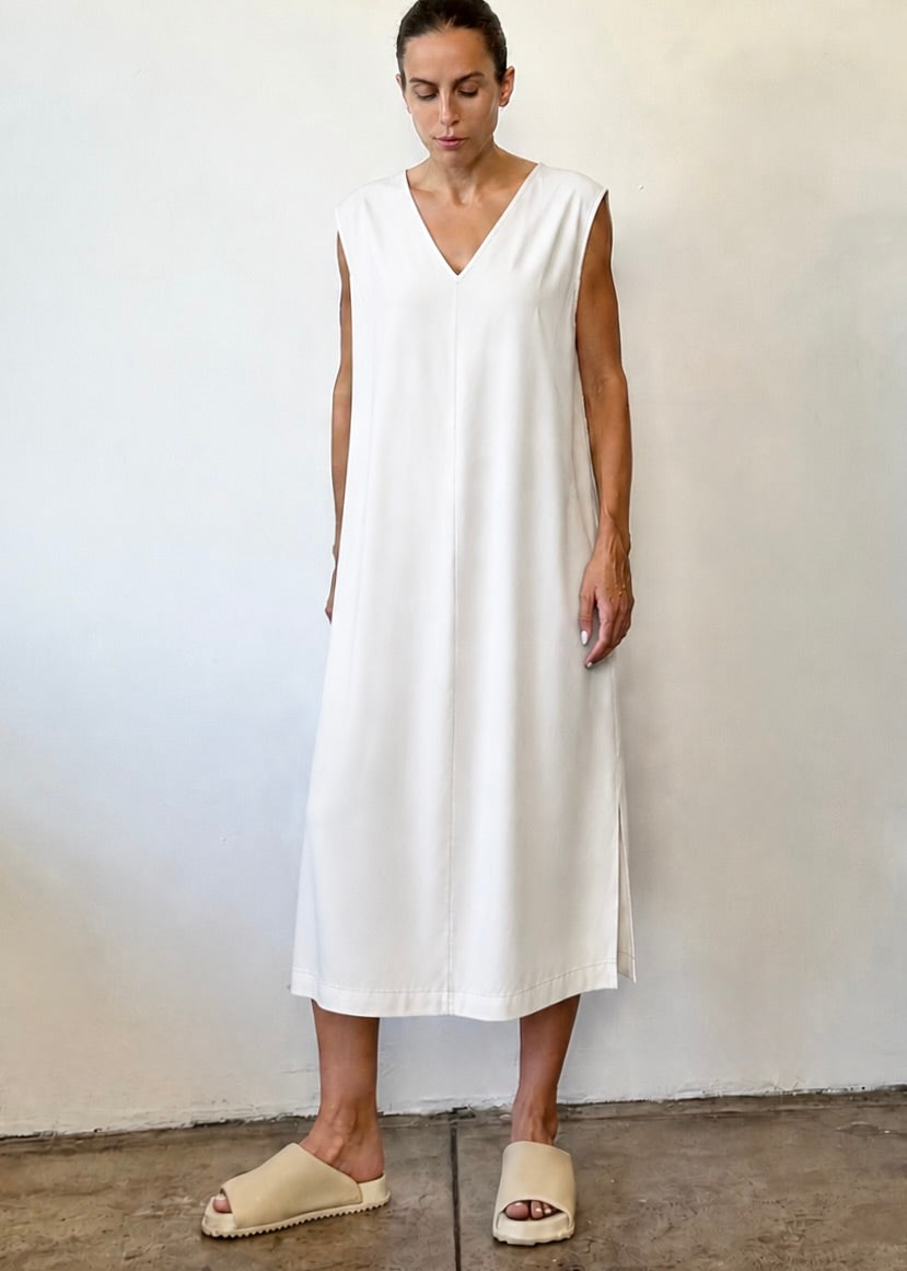 White Tencel Sheath Slip Dress