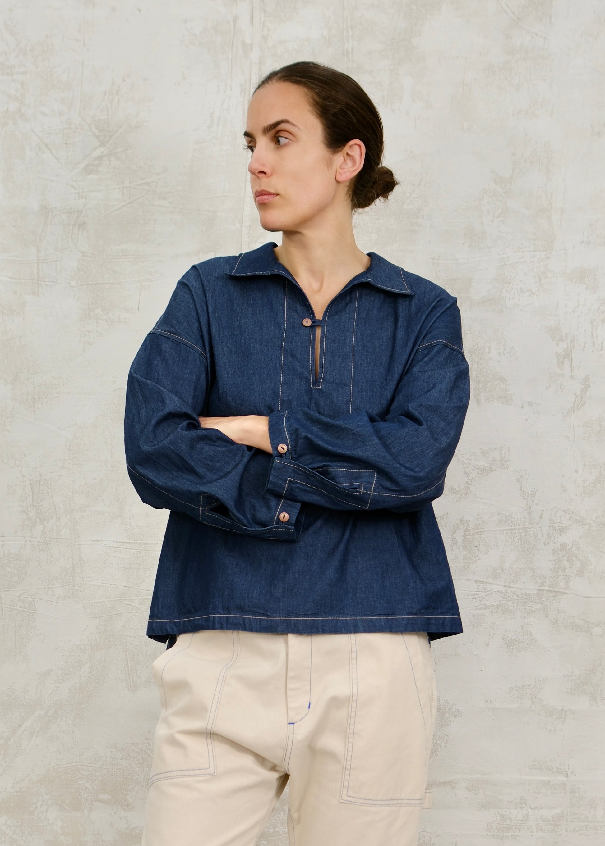 denim popover top front