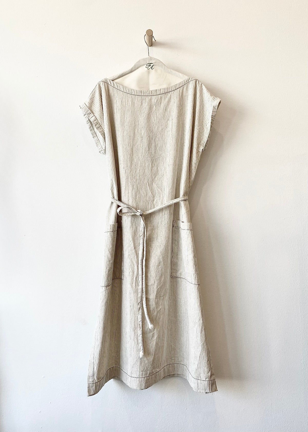 natural stripe cap sleeve dress