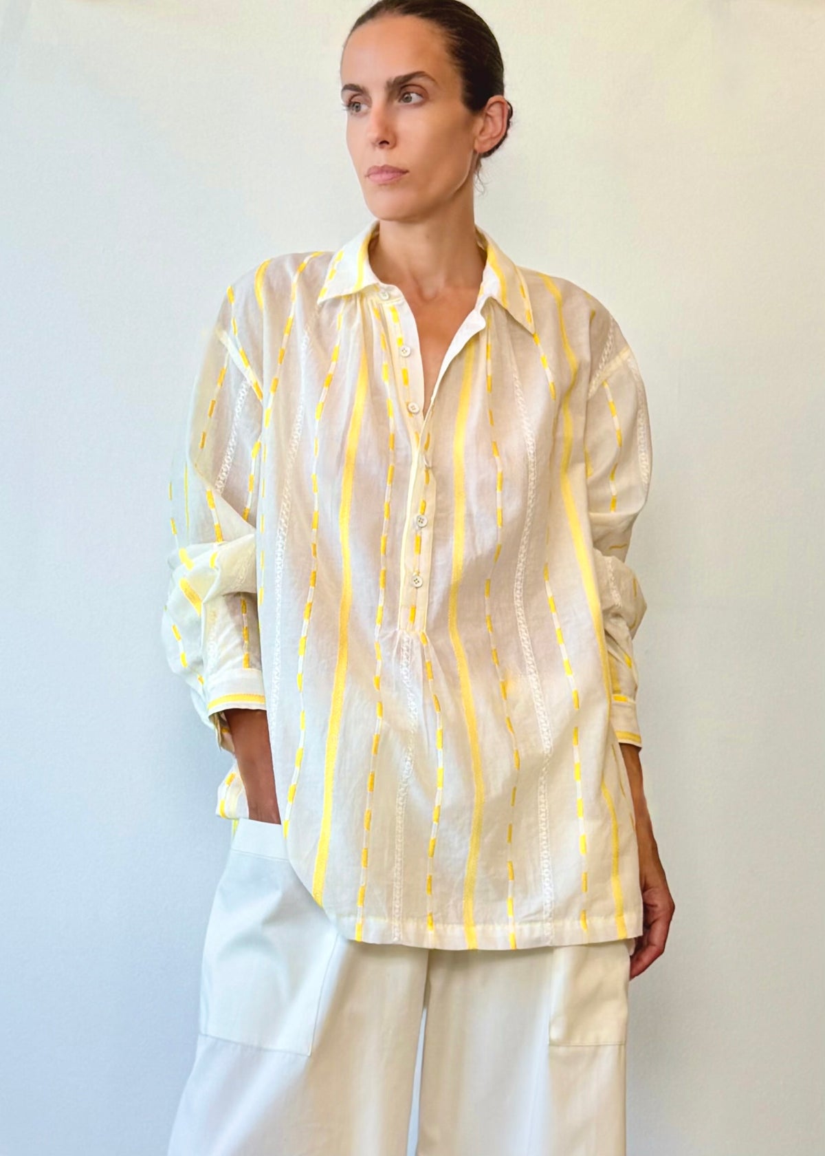 Embroidered Stripe Agnes Shirt