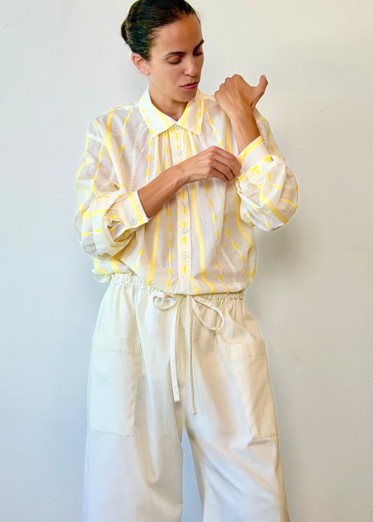 Embroidered Stripe Agnes Shirt