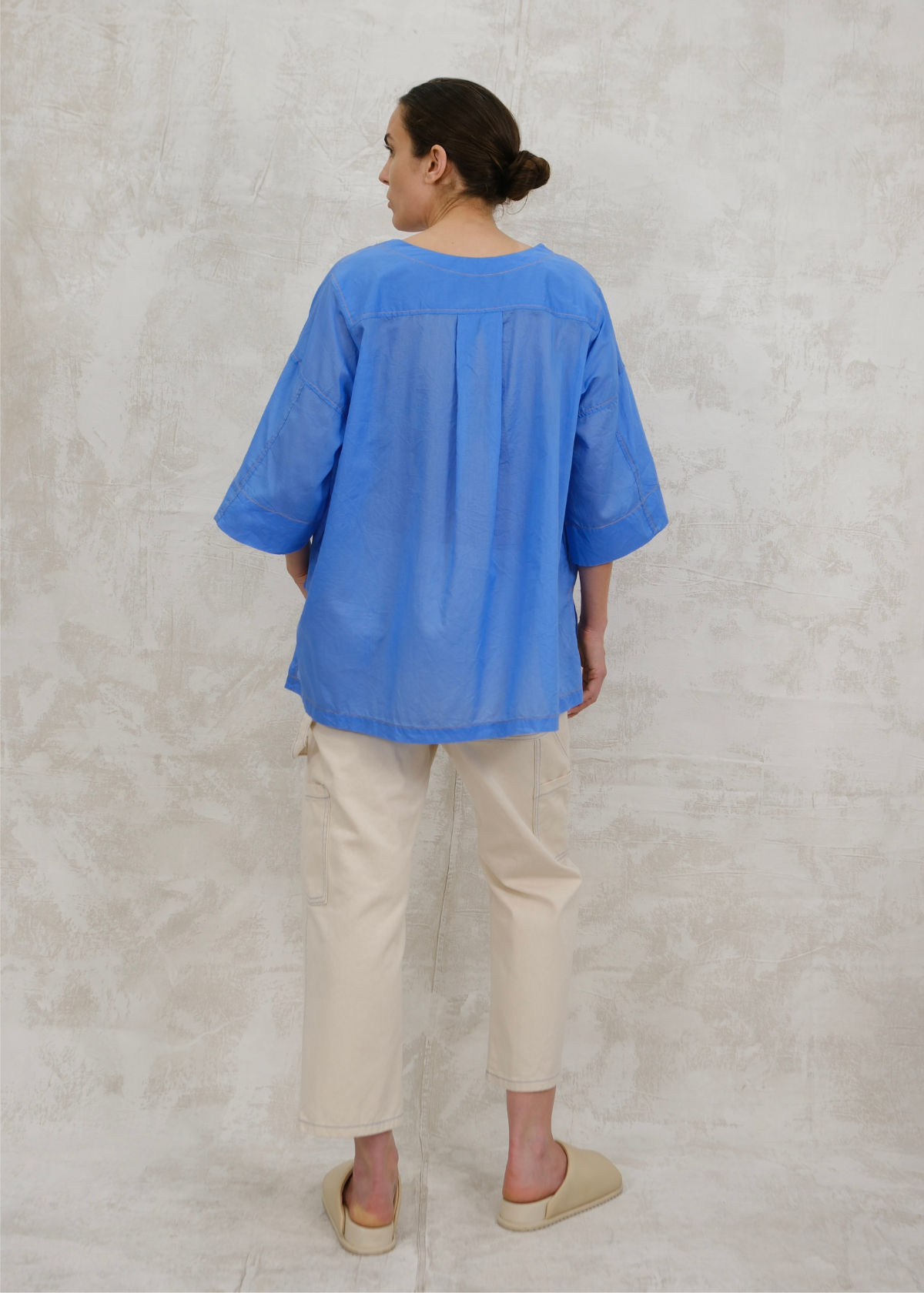 Pullstring harvest top blue back view