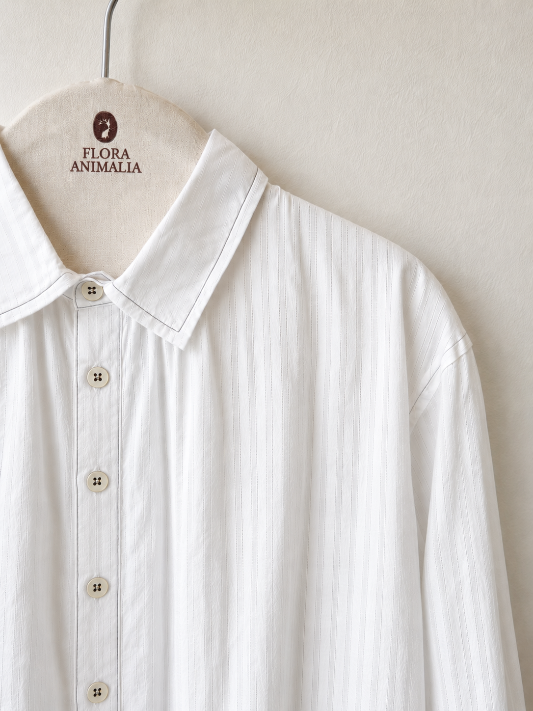 Agnes Shirt White Ribbon Stripe