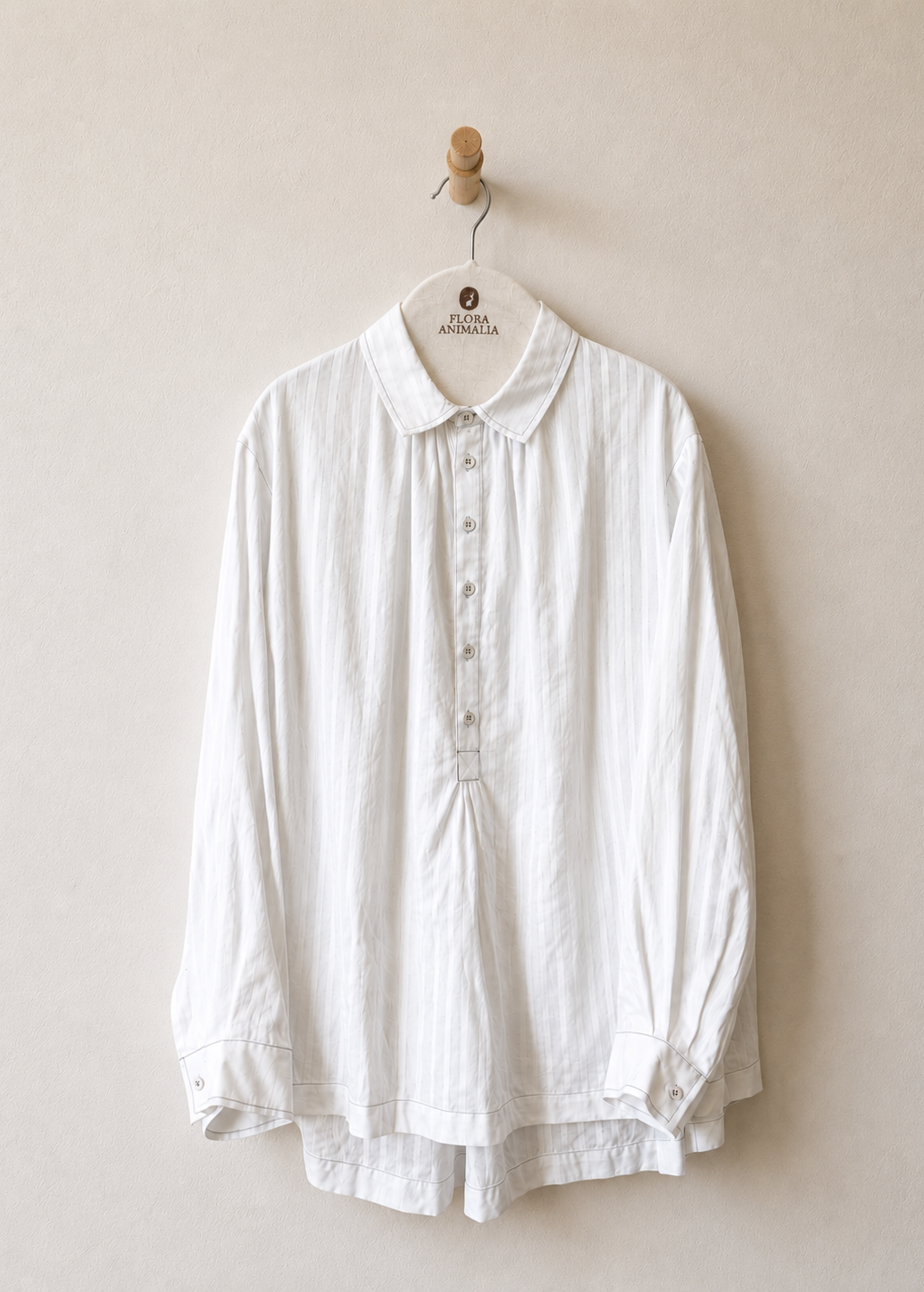 Agnes Shirt White Ribbon Stripe
