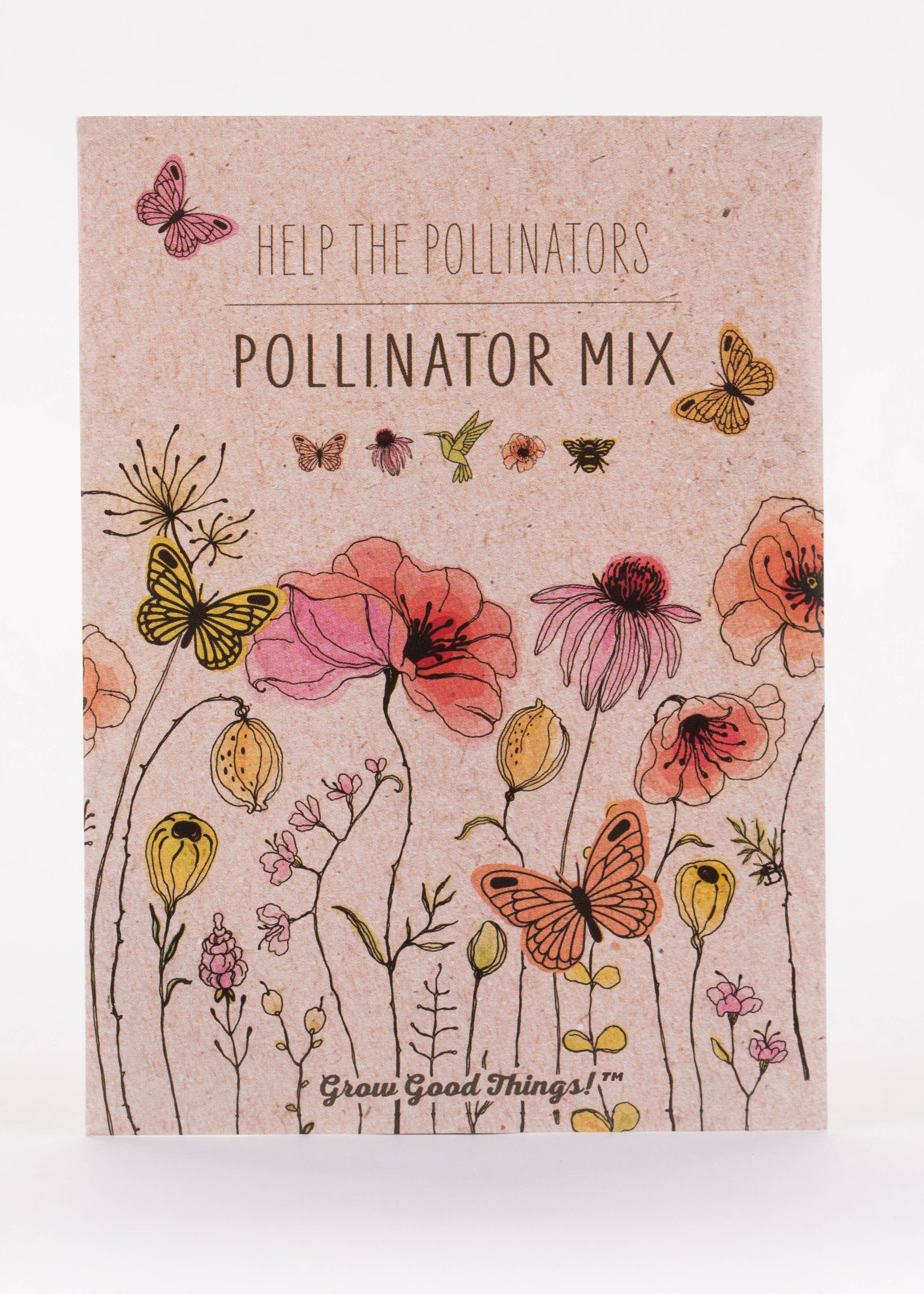 pollinator mix seeds packaging illustration
