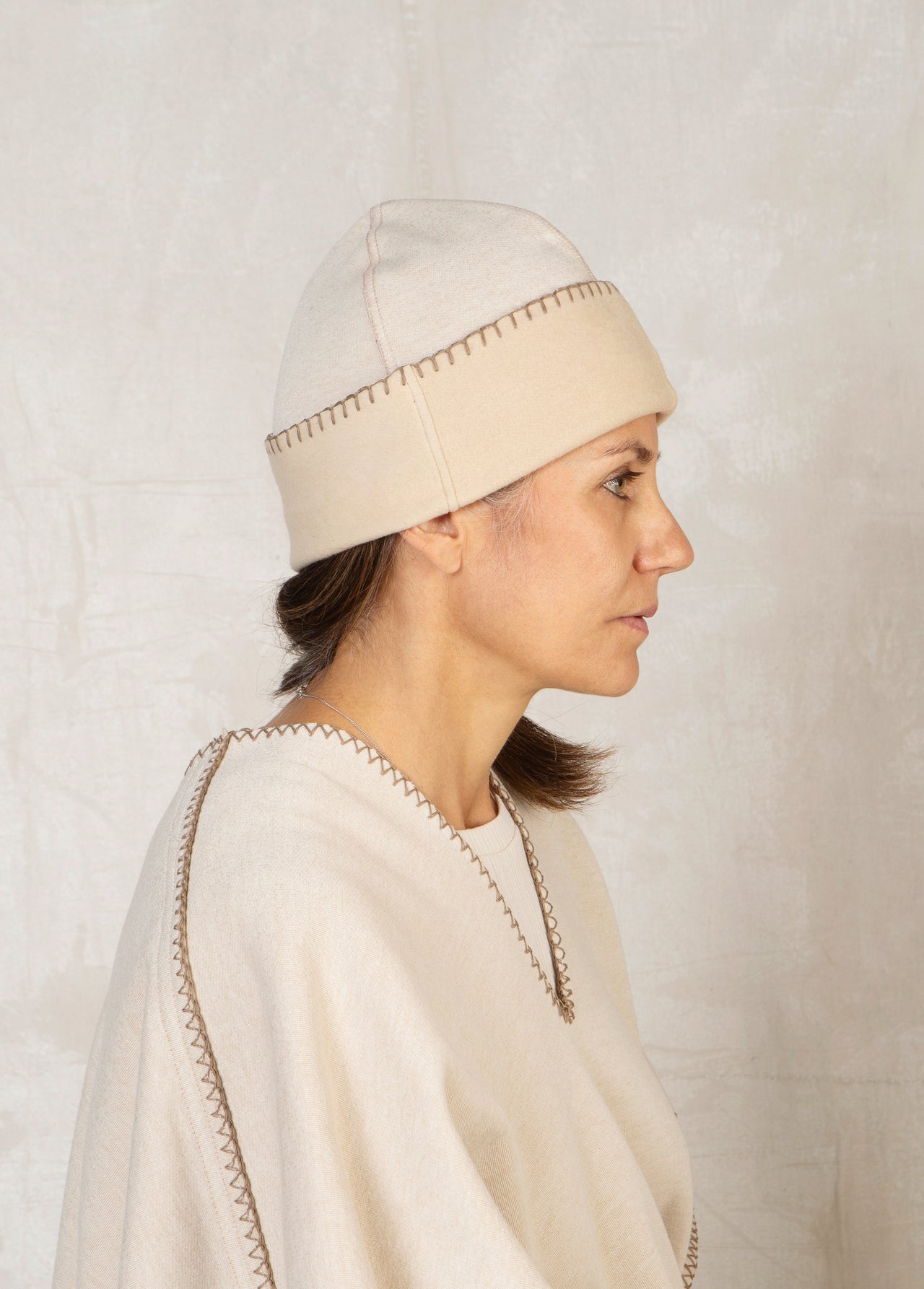 wheat colored fleece beanie