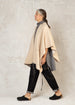 wheat color fleece poncho open front with stitching side