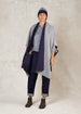 indigo blue fleece poncho open front with stitching reversed