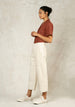 oat colored oat colored cropped pant with stitching side view 