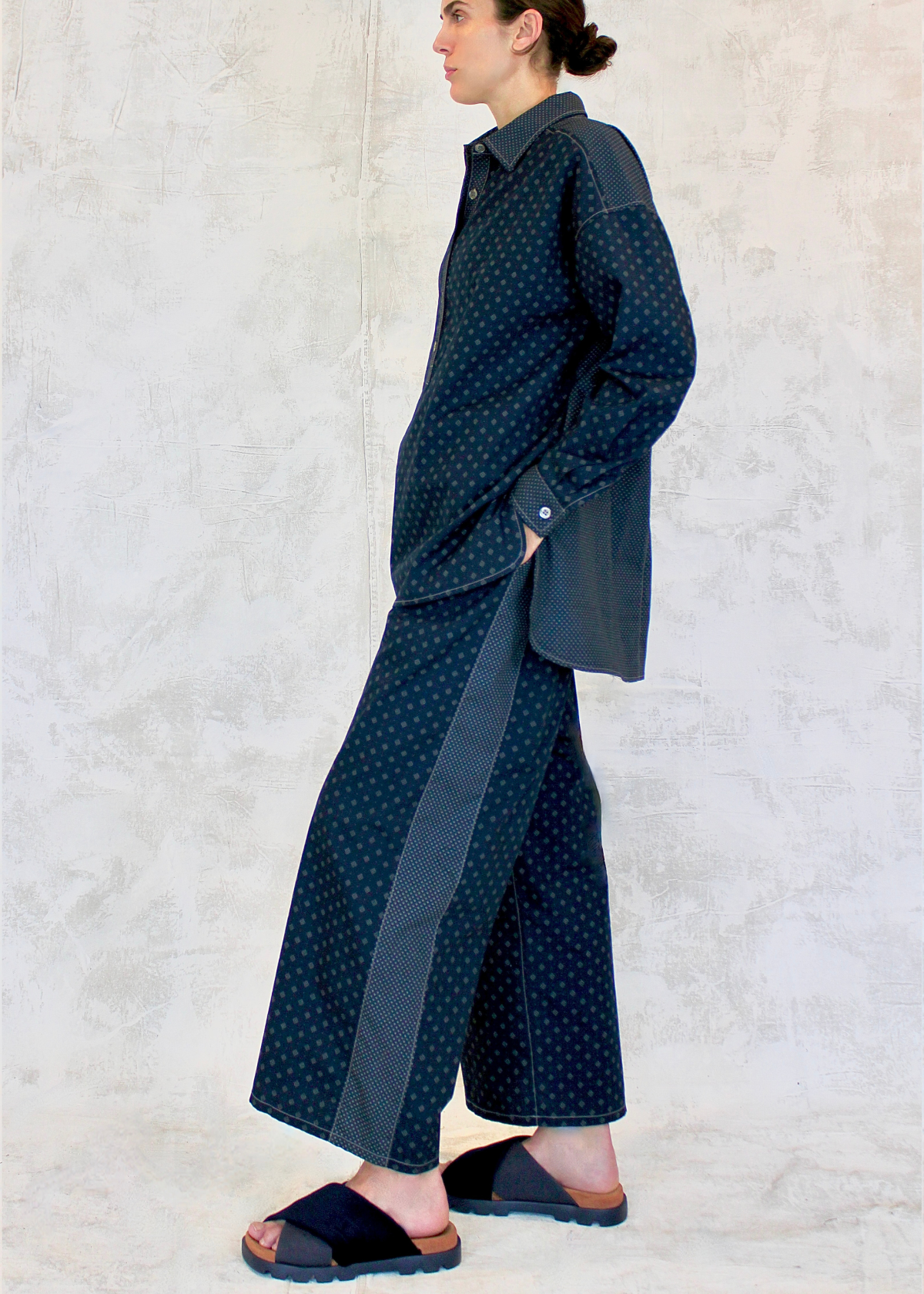 navy poplin printed set