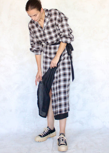 Plaid Reversible Wrap Skirt
