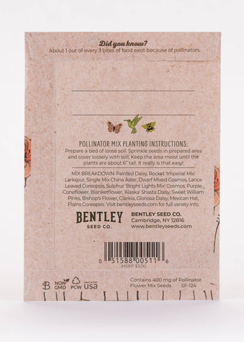 Pollinator Seeds packaging back view