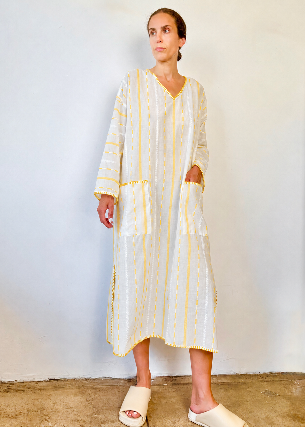 Striped Cotton Poet Caftan