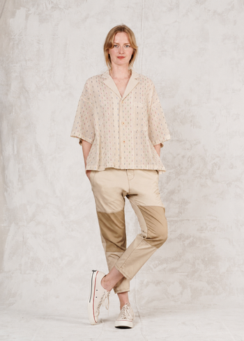 Short Sleeve Artist Shirt - Cotton Voile and Lurex Dots