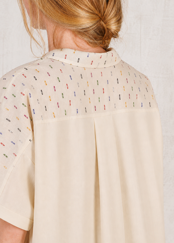 Short Sleeve Artist Shirt - Cotton Voile and Lurex Dots