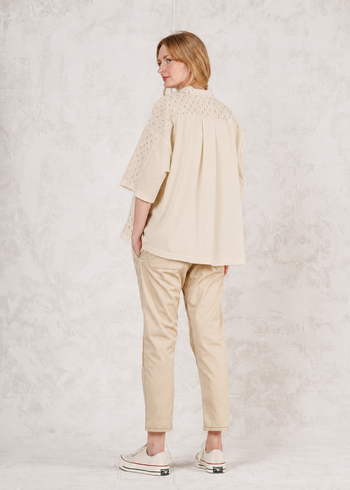 Short Sleeve Artist Shirt - Cotton Voile and Lurex Dots