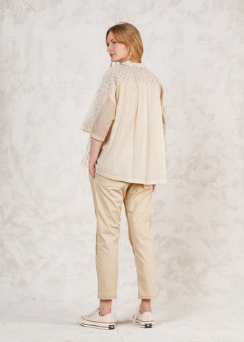 Short Sleeve Artist Shirt - Cotton Voile and Lurex Dots