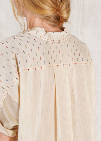 Short Sleeve Artist Shirt - Cotton Voile and Lurex Dots