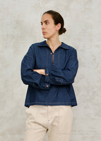 denim popover top front