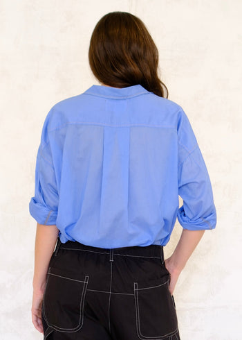 sky blue sheer top back view
