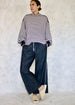 striped turtleneck with denim PJ pants