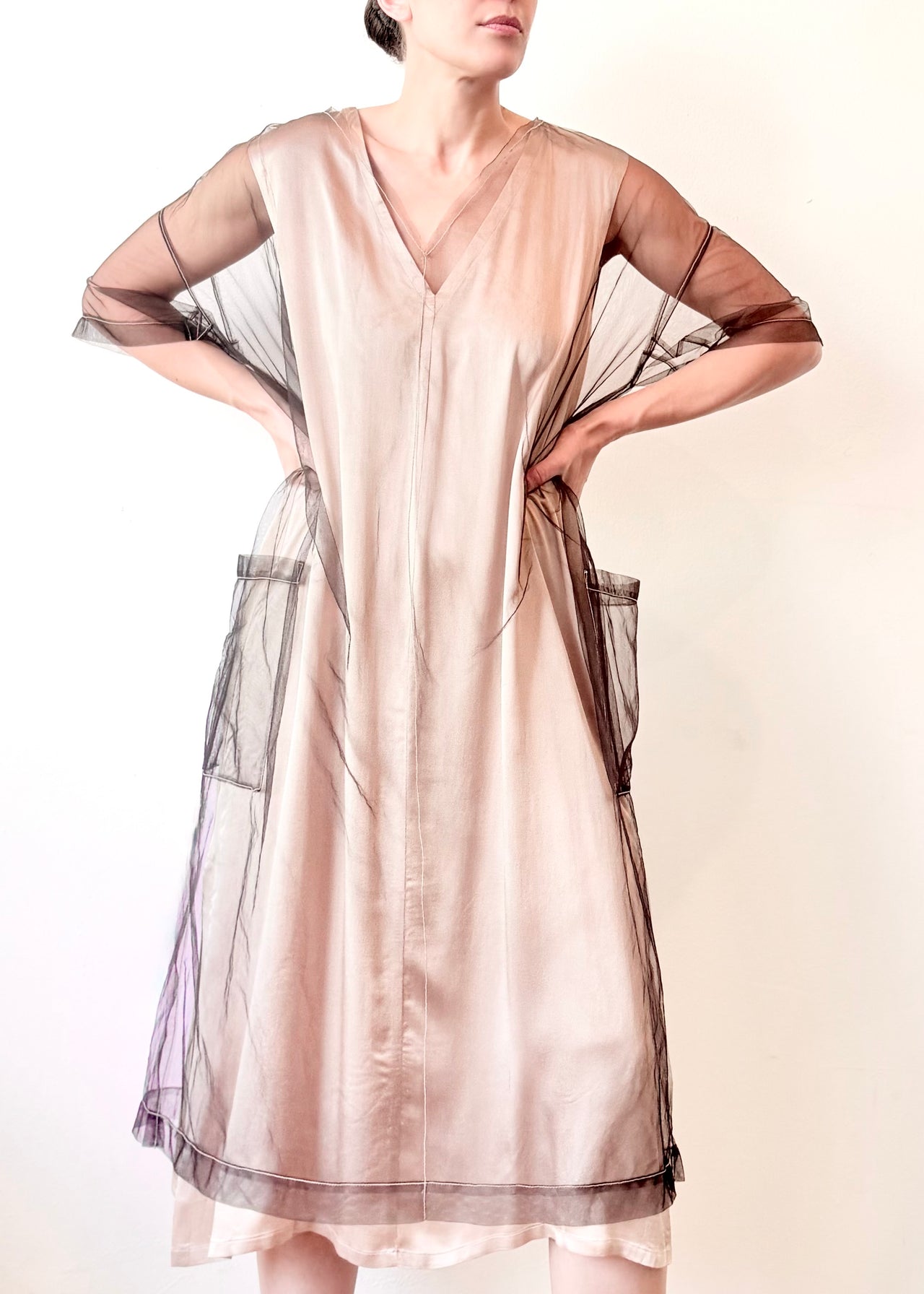 Sheath Slip Dress Bio Silk in Wheat Front