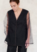 black pepper tulle harvest top over black v-neck camisole front view