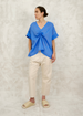 Pullstring harvest top blue gathered front