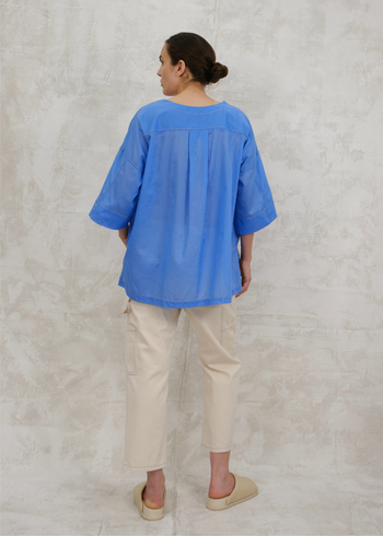 Pullstring harvest top blue back view