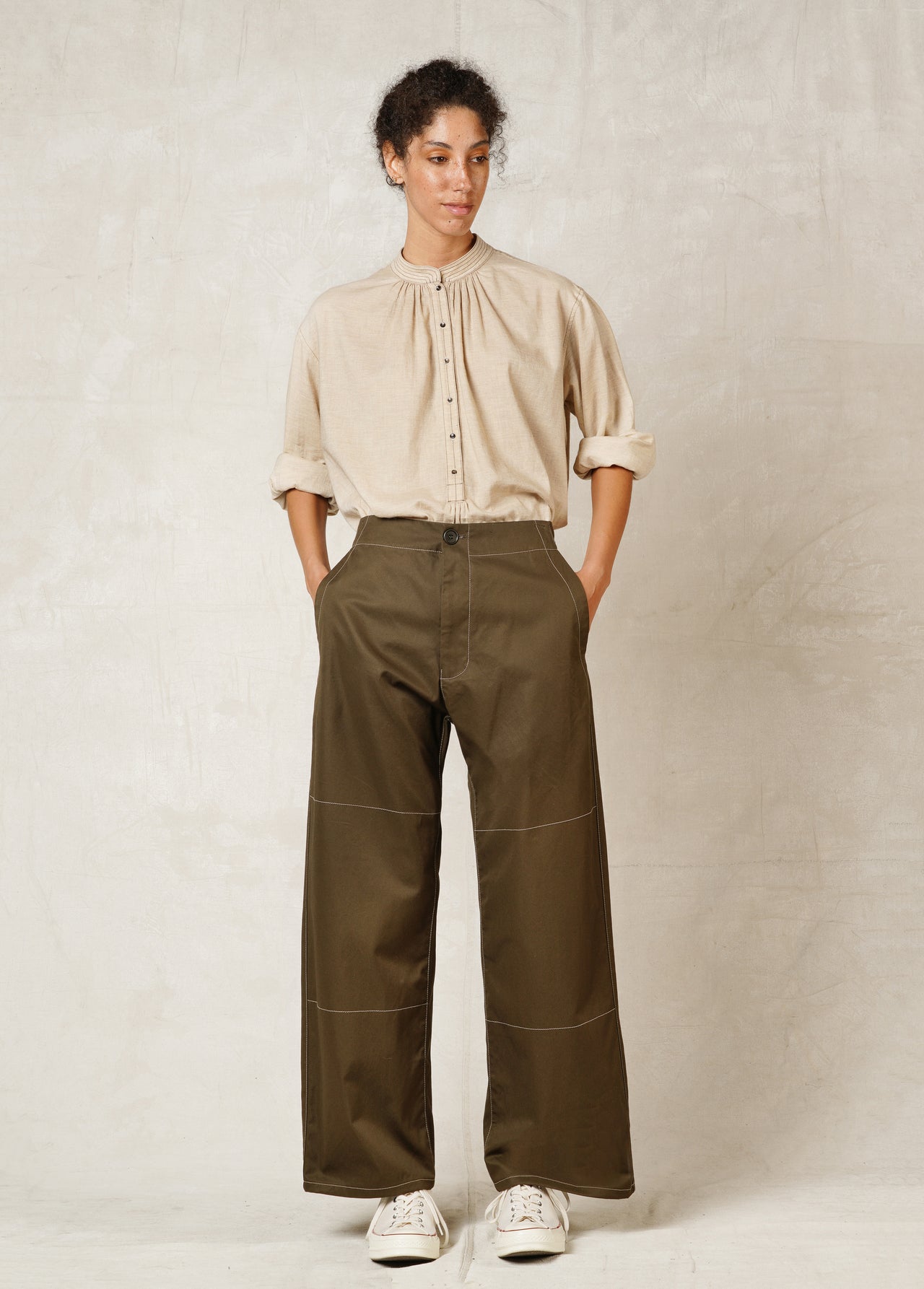 artist pant dark olive front
