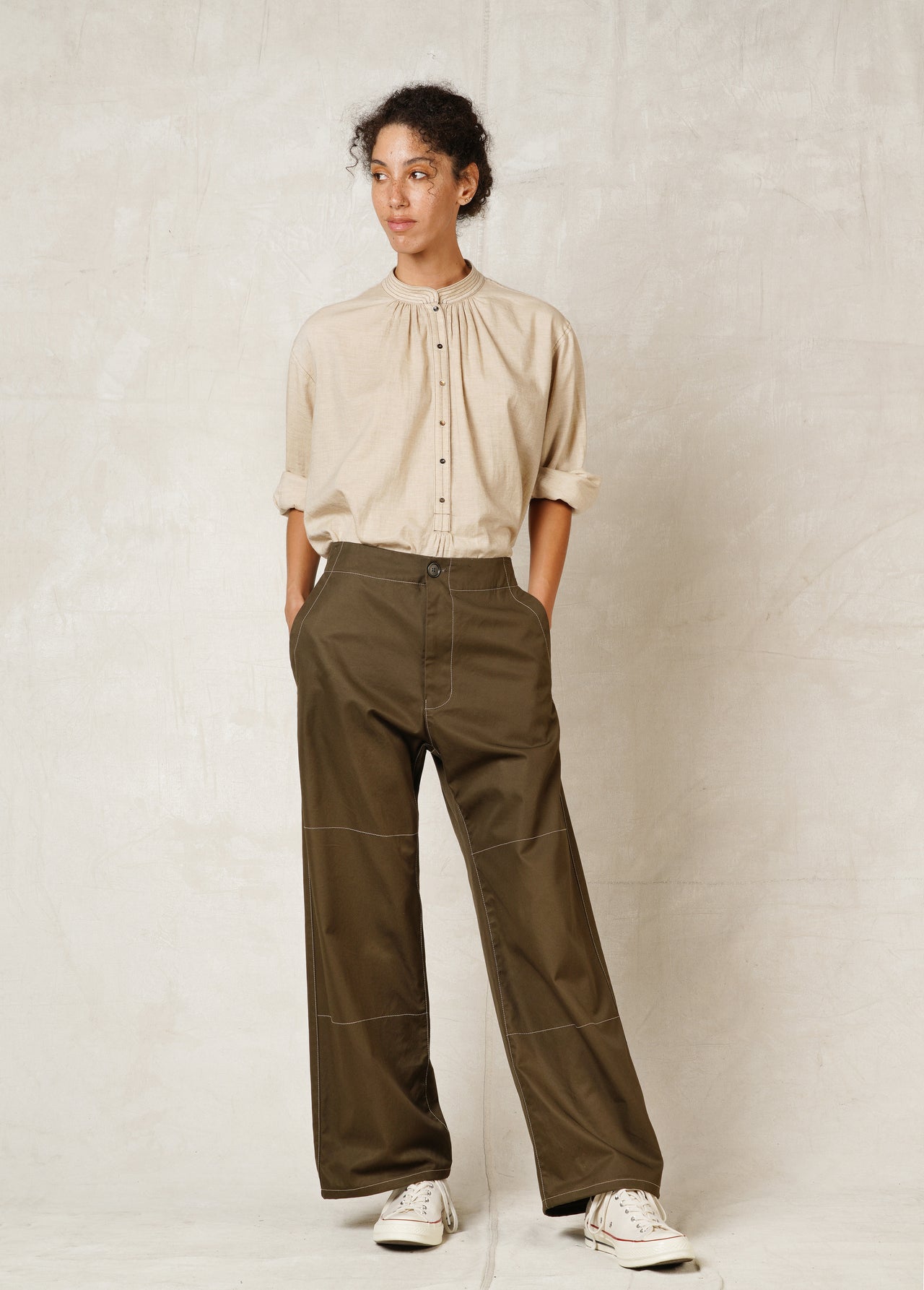 artist pant dark olive front