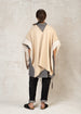 wheat color fleece poncho open front with stitching back view