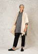 wheat color fleece poncho open front with stitching